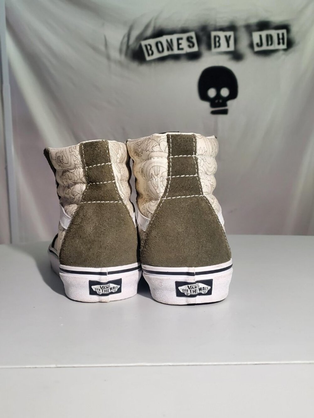 Vans Sk8-Hi Olive Suede/Floral Botanical Sz 9.5mens/11 womens - shipping incl - Picture 4 of 16